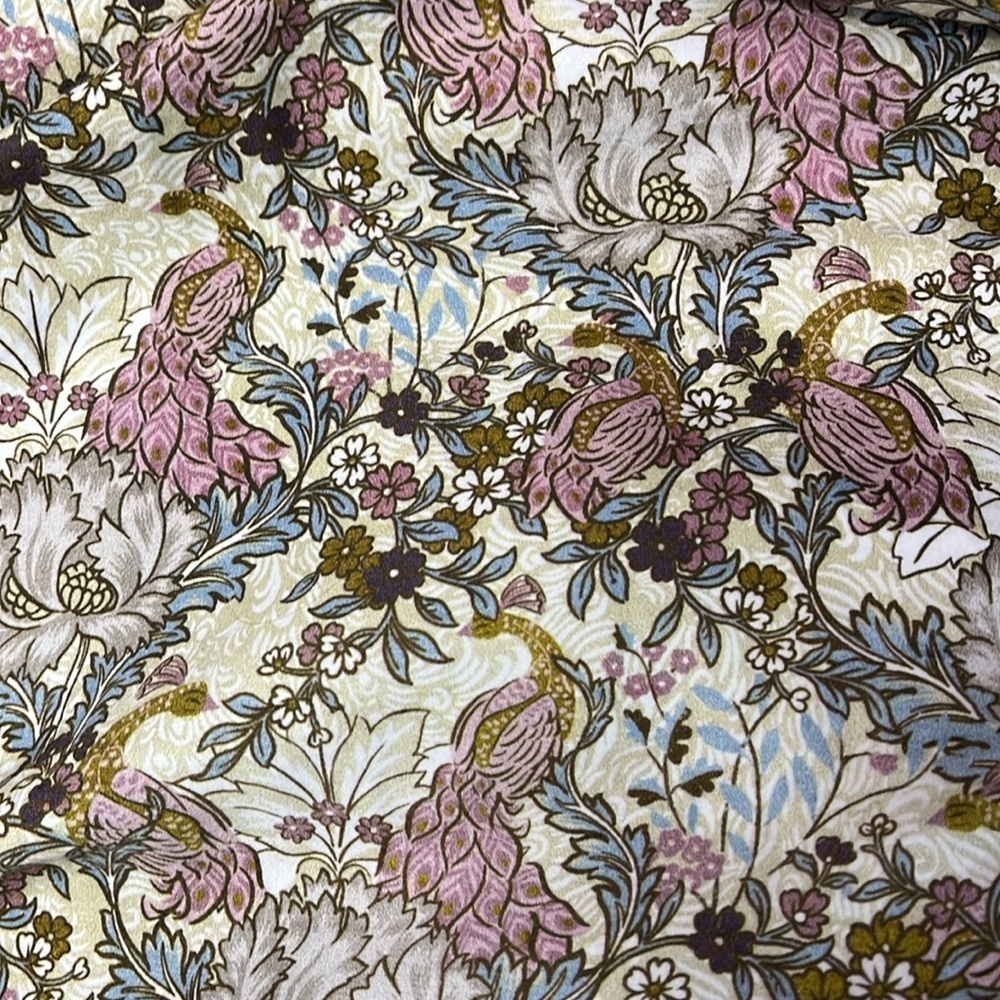 Anthropologie 1 Sateen Printed Queen Flat Sheet New Floral bird Patterned Sheet - Picture 3 of 5